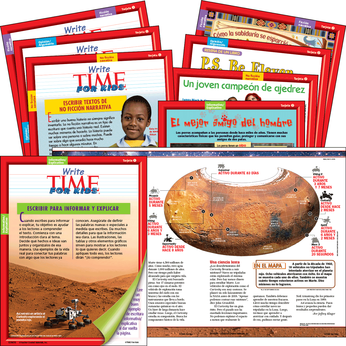 Write TIME for Kids: Mentor Text Card Set: Level 3 (Spanish Version)