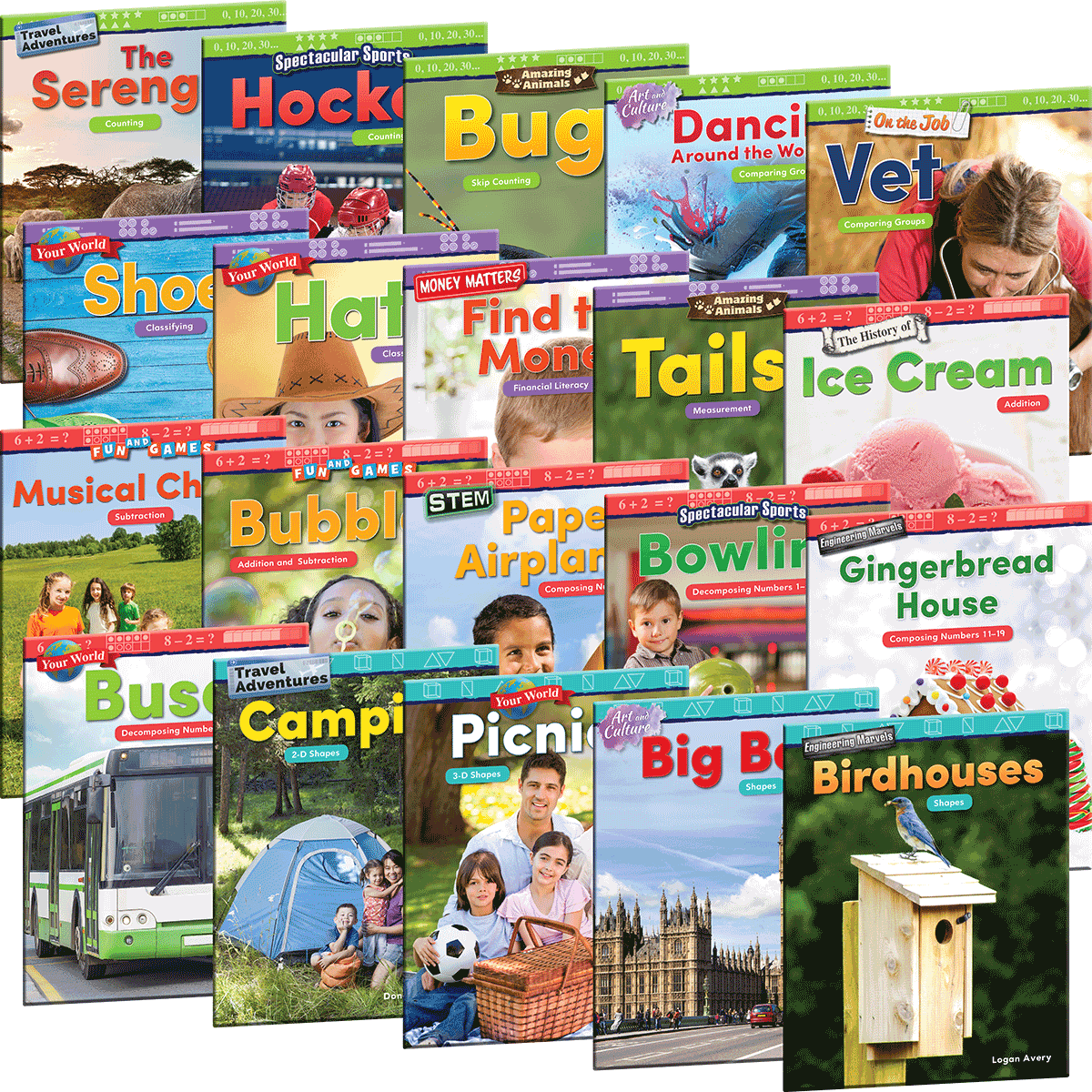 Mathematics Readers, 2nd Edition Grade K 6-Pack Collection (20 Titles, 120 Readers)