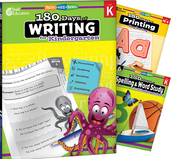 180 Days™: Writing, Spelling, & Printing Grade K: 3-Book Set
