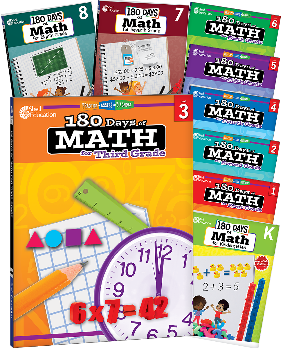 180 Days™: Math for Grades K-8: 9-Book Set