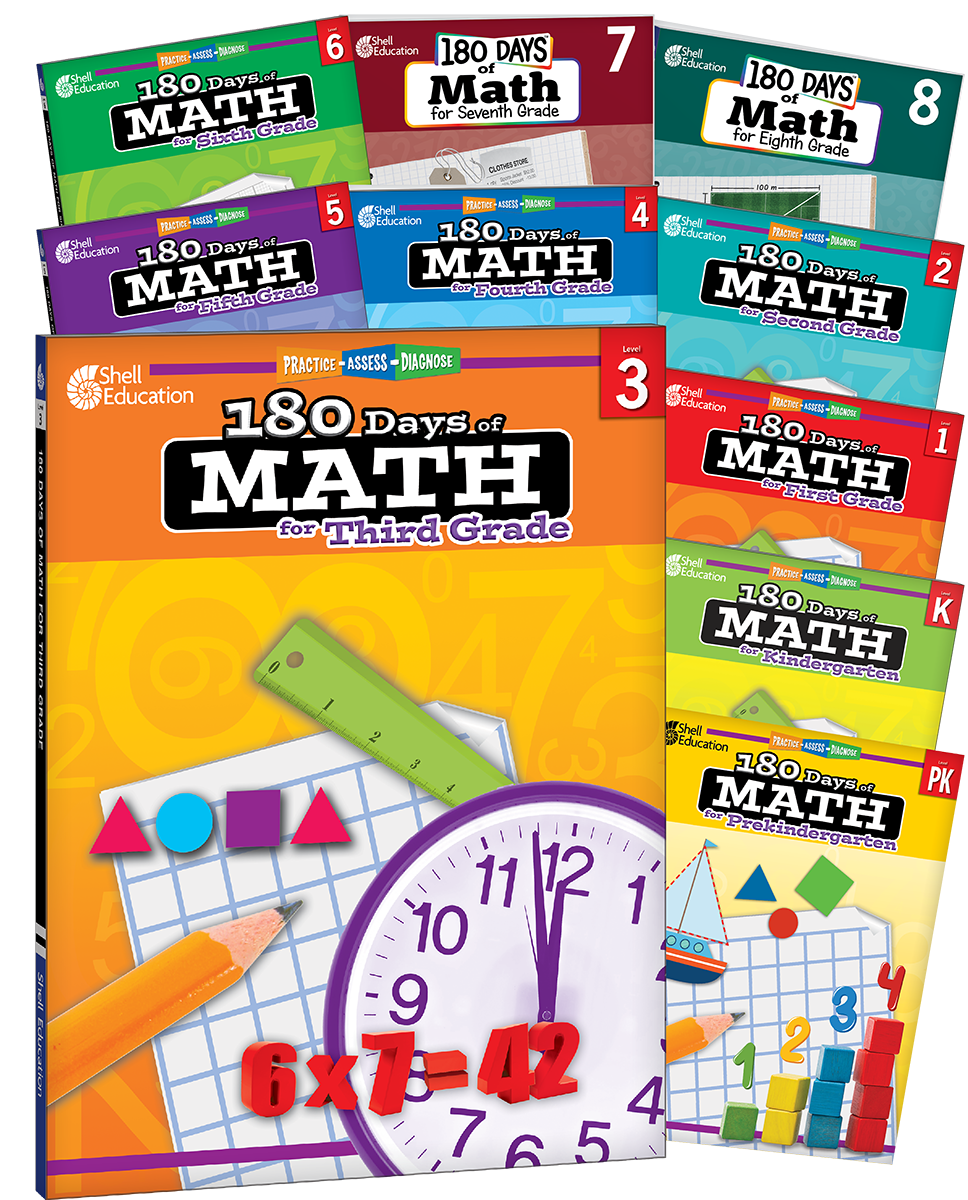 180 Days™: Math PK-8: 10-Book Set