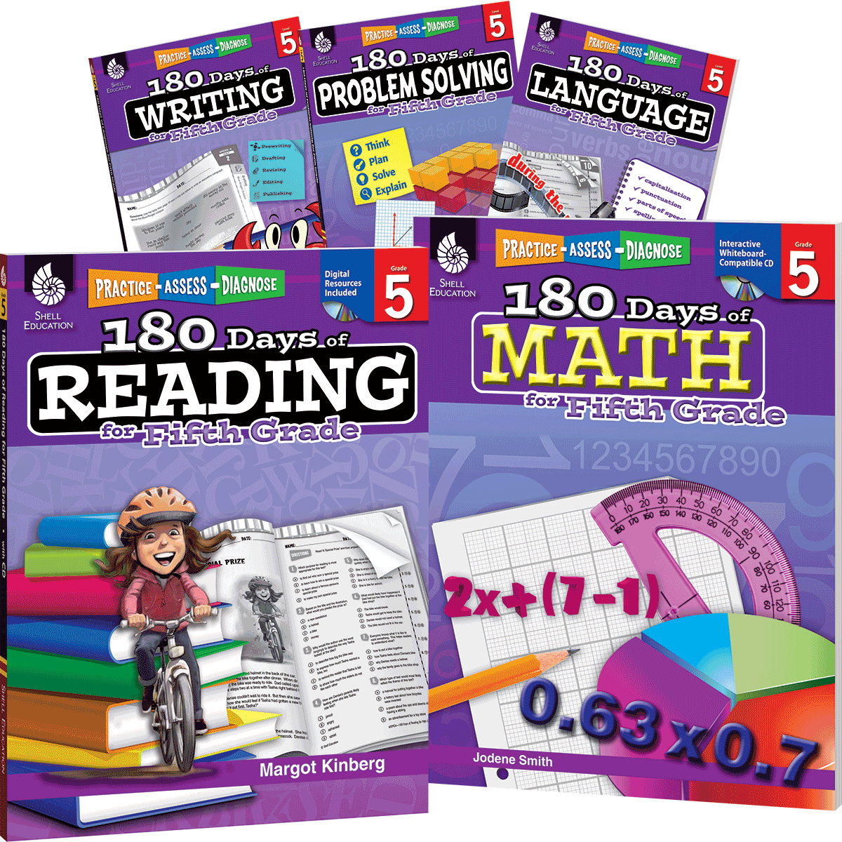 180 Days™: Reading, Math, Problem Solving, Writing, & Language for Grade 5: 5-Book Set