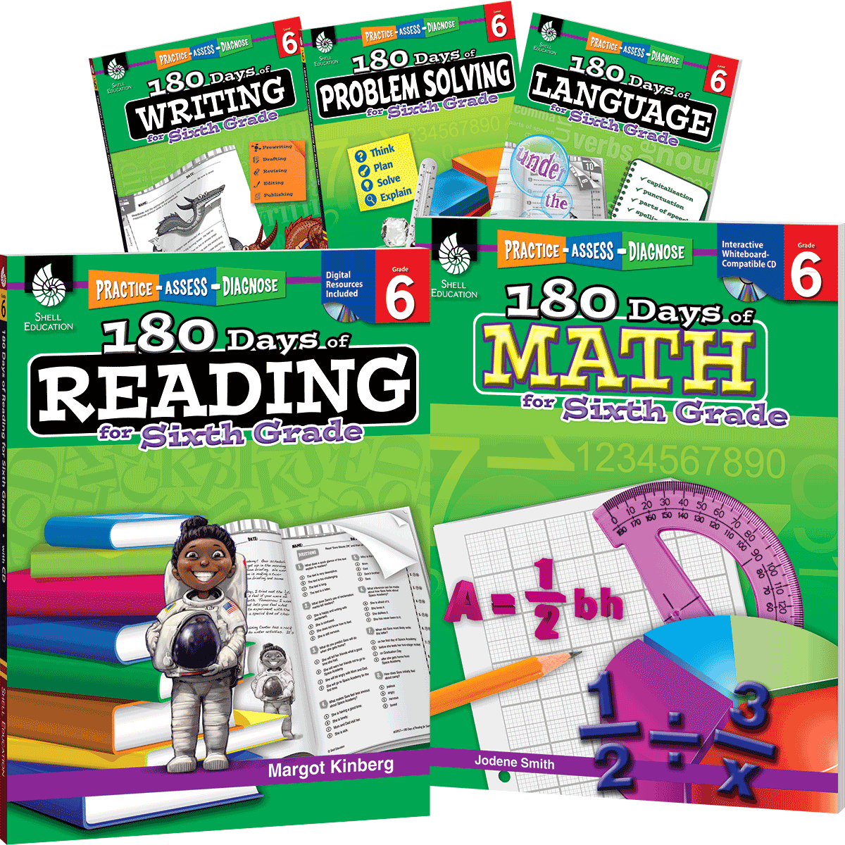 180 Days™: Reading, Math, Problem Solving, Writing, & Language for Grade 6: 5-Book Set