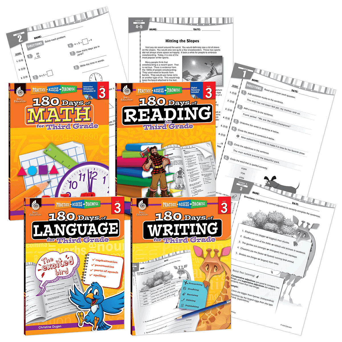 180 Days™: Reading, Math, Writing, & Language for Grade 3: 4-Book Set
