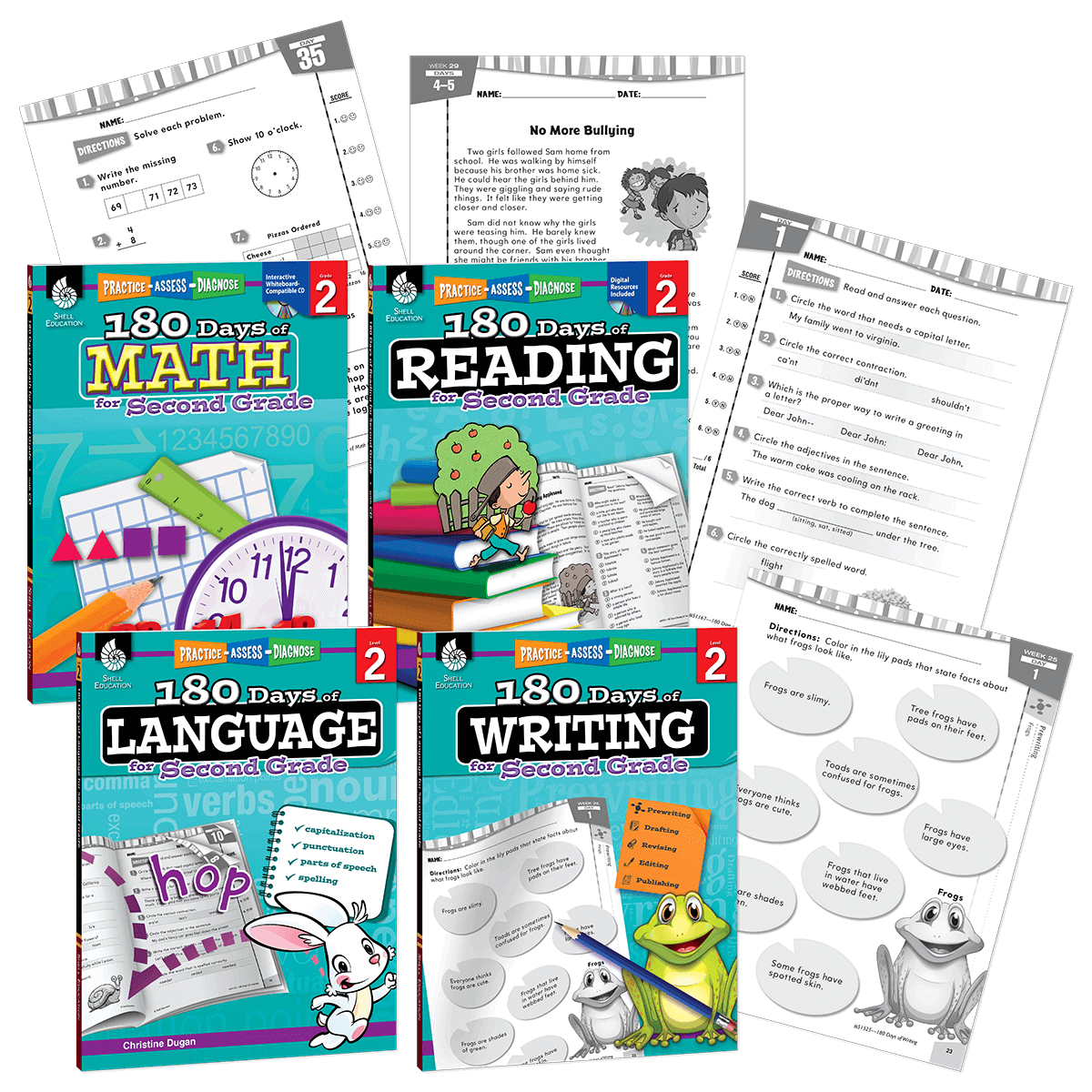 180 Days™: Reading, Math, Writing, & Language for Grade 2: 4-Book Set