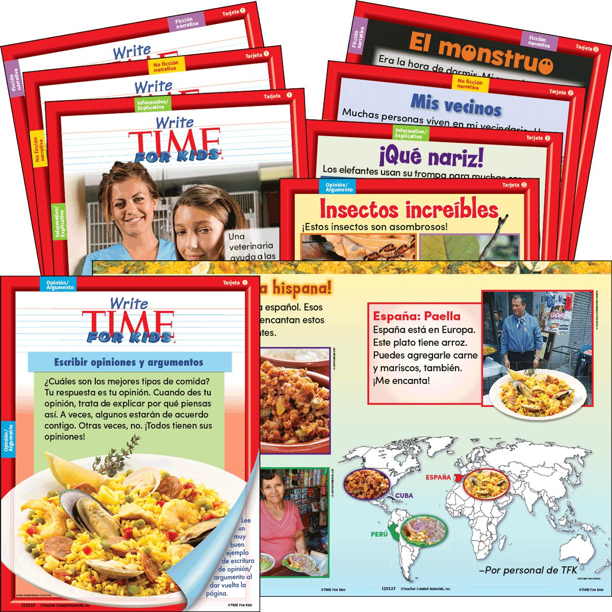 Write TIME for Kids: Mentor Text Card Set: Level K (Spanish Version)