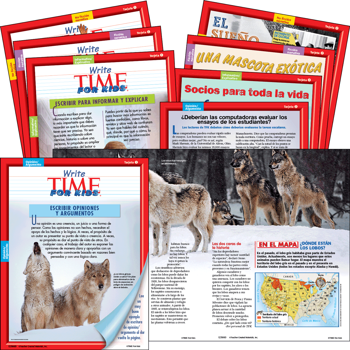 Write TIME for Kids: Mentor Text Card Set: Level 4 (Spanish Version)