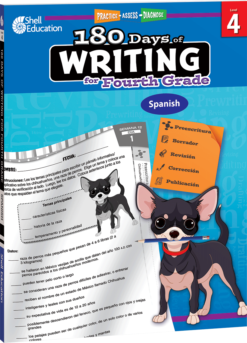 180 Days™: Writing for Fourth Grade (Spanish)