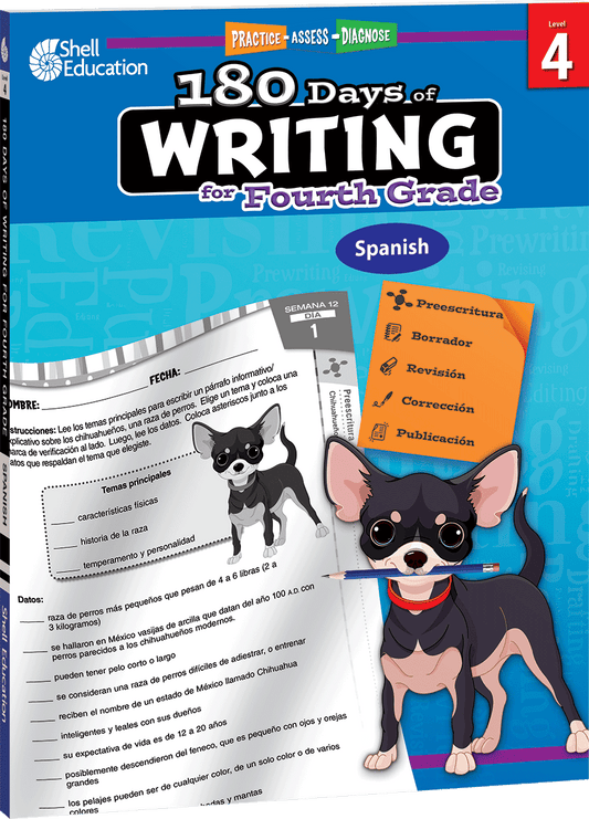 180 Days™: Writing for Fourth Grade (Spanish)