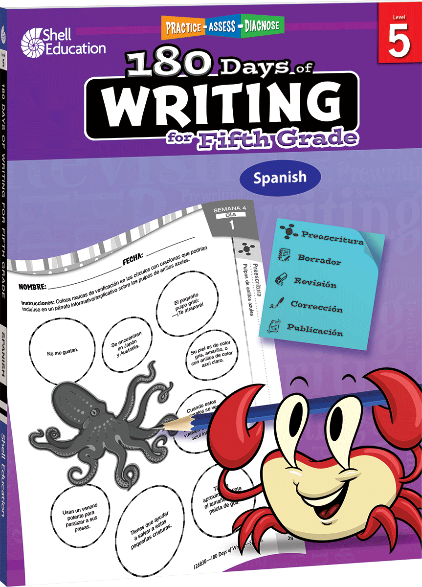 180 Days™: Writing for Fifth Grade (Spanish)