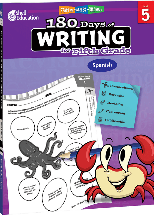 180 Days™: Writing for Fifth Grade (Spanish)