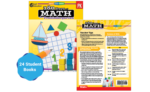 180 Days™: Math for Prekindergarten 24-Book Set