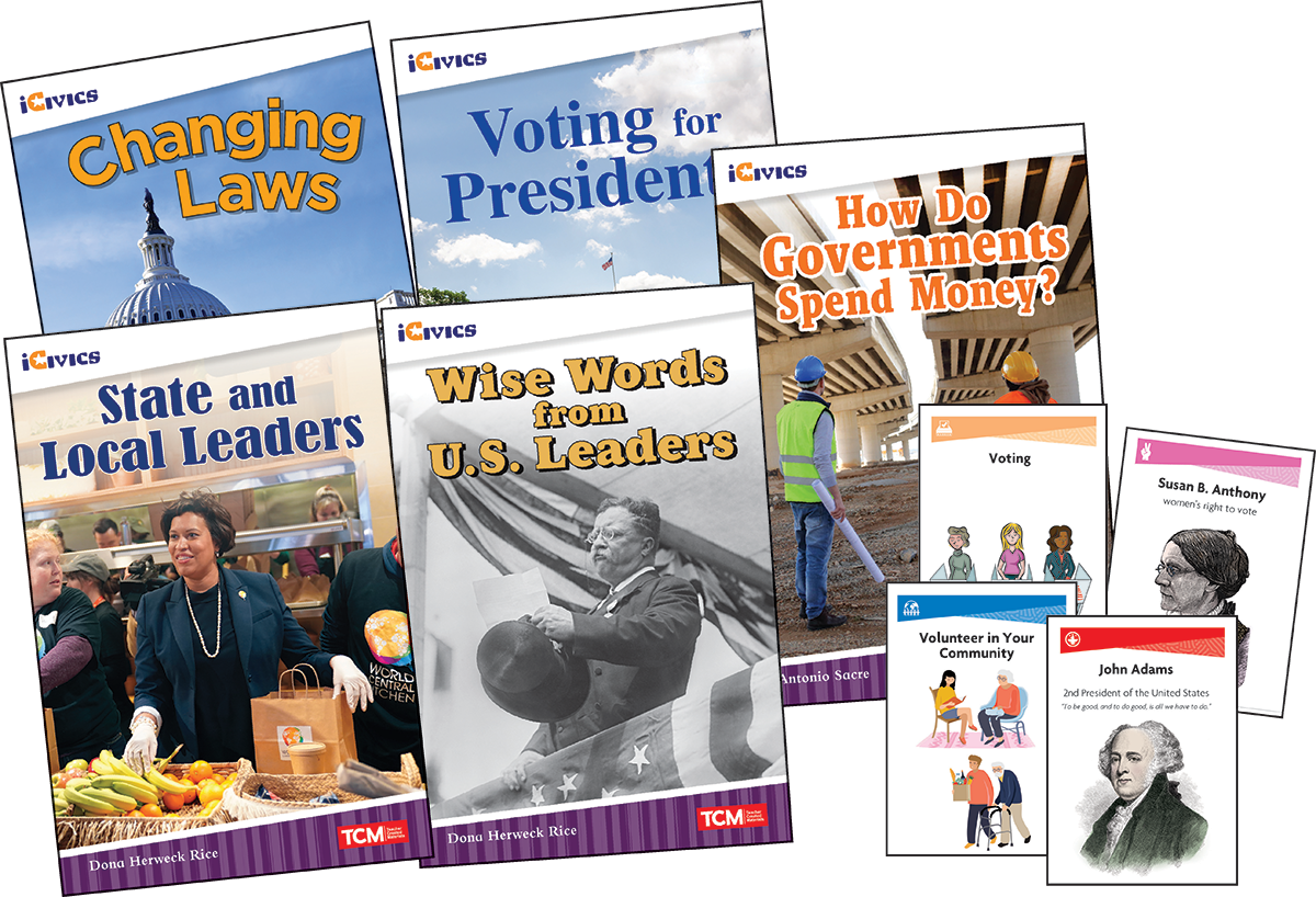 iCivics Grade 4: Leadership & Responsibility 5-Book Set + Game Cards