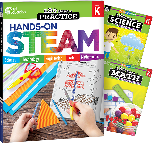 180 Days™: STEAM, Science, & Math Grade K: 3-Book Set