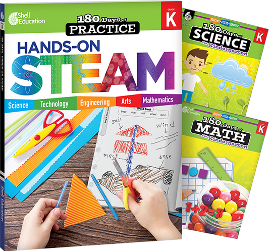 180 Days™: STEAM, Science, & Math Grade K: 3-Book Set