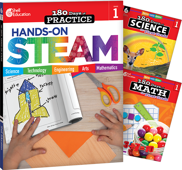 180 Days™: STEAM, Science, & Math Grade 1: 3-Book Set