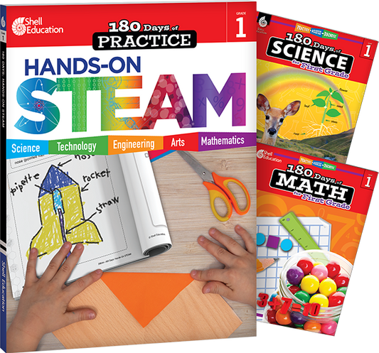 180 Days™: STEAM, Science, & Math Grade 1: 3-Book Set