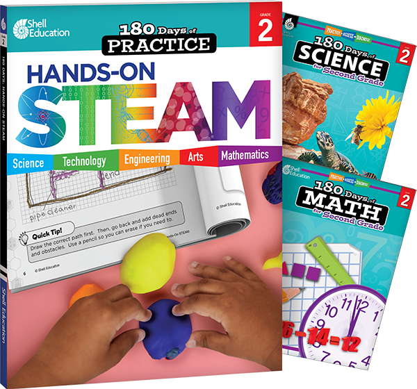 180 Days™: STEAM, Science, & Math Grade 2: 3-Book Set