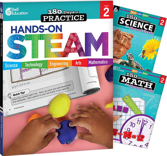 180 Days™: STEAM, Science, & Math Grade 2: 3-Book Set