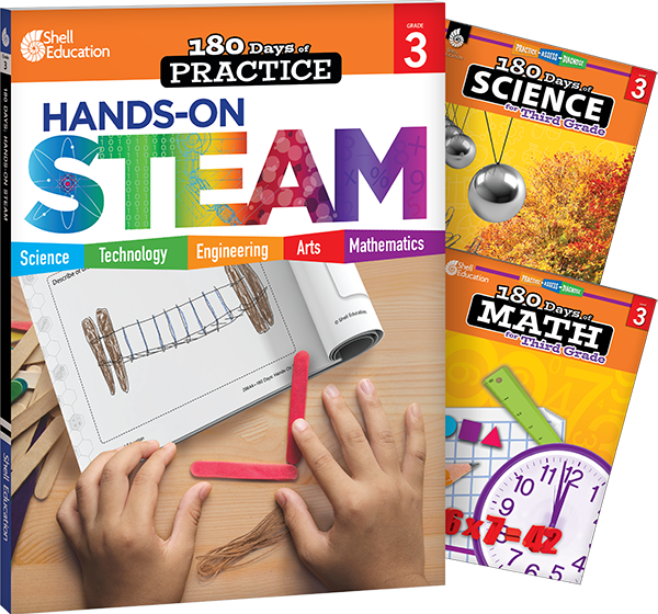 180 Days™: STEAM, Science, & Math Grade 3: 3-Book Set