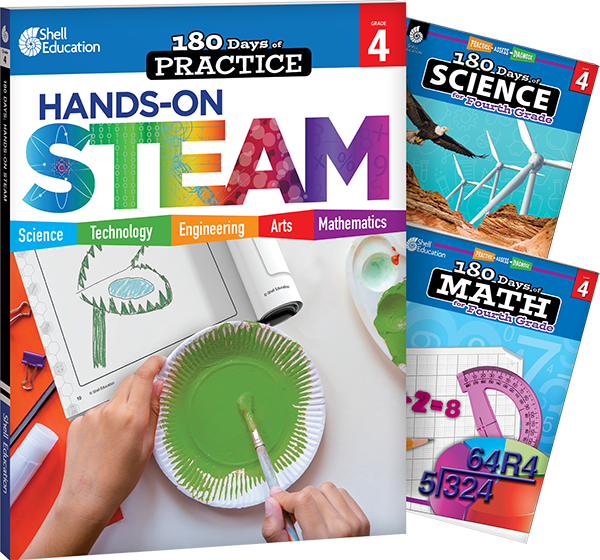 180 Days™: STEAM, Science, & Math Grade 4: 3-Book Set