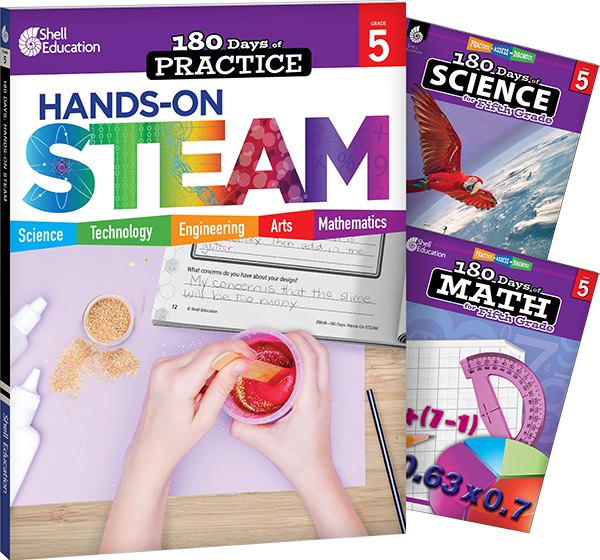 180 Days™: STEAM, Science, & Math Grade 5: 3-Book Set