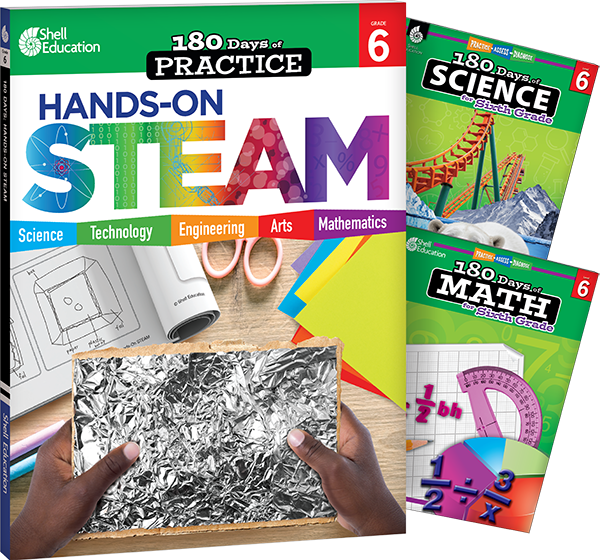 180 Days™: STEAM, Science, & Math Grade 6: 3-Book Set