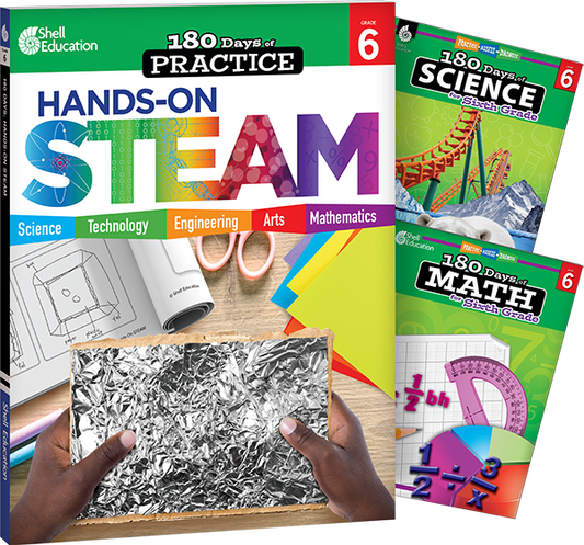 180 Days™: STEAM, Science, & Math Grade 6: 3-Book Set