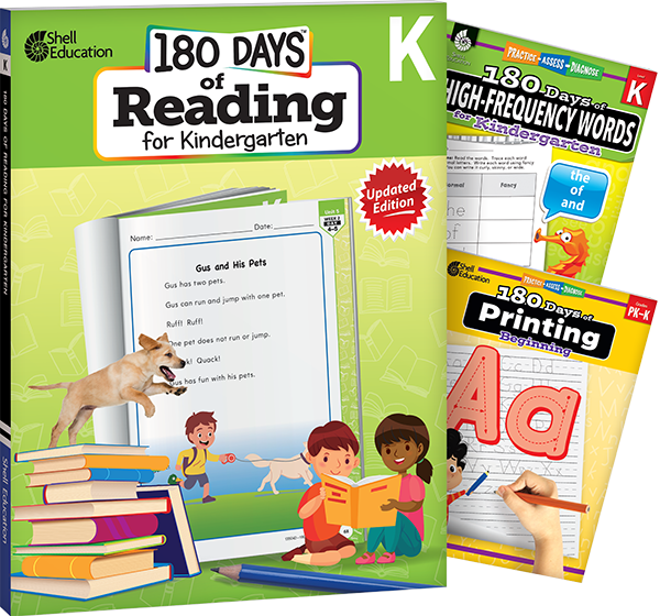 180 Days™: Reading, High-Frequency Words, & Printing Grade K: 3-Book Set