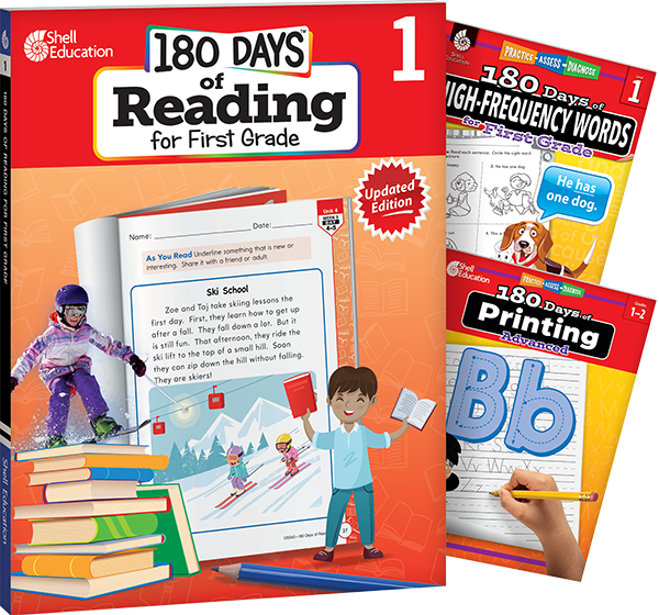 180 Days™: Reading, High-Frequency Words, & Printing Grade 1: 3-Book Set