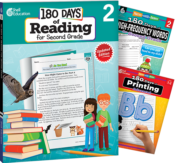 180 Days™: Reading, High-Frequency Words, & Printing Grade 2: 3-Book Set