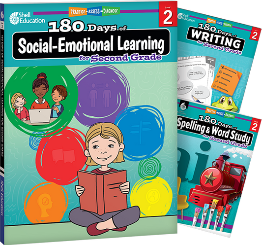 180 Days™: Social-Emotional Learning, Writing, & Spelling Grade 2: 3-Book Set