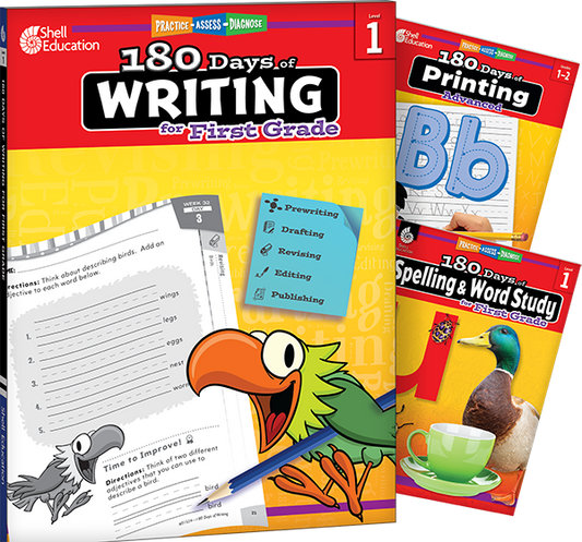 180 Days™: Writing, Spelling, & Printing Grade 1: 3-Book Set