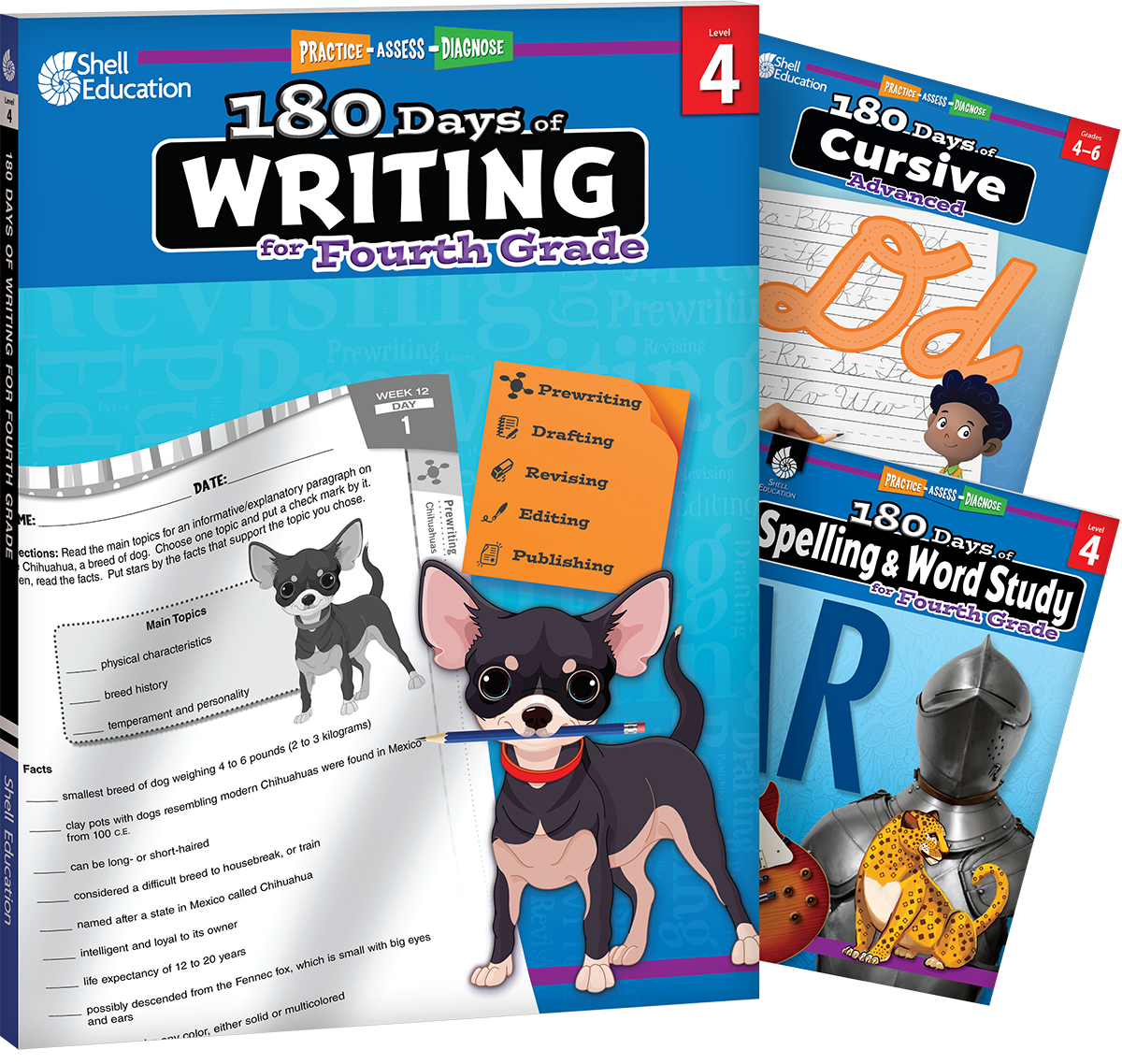 180 Days™: Writing, Spelling, & Cursive Grade 4: 3-Book Set