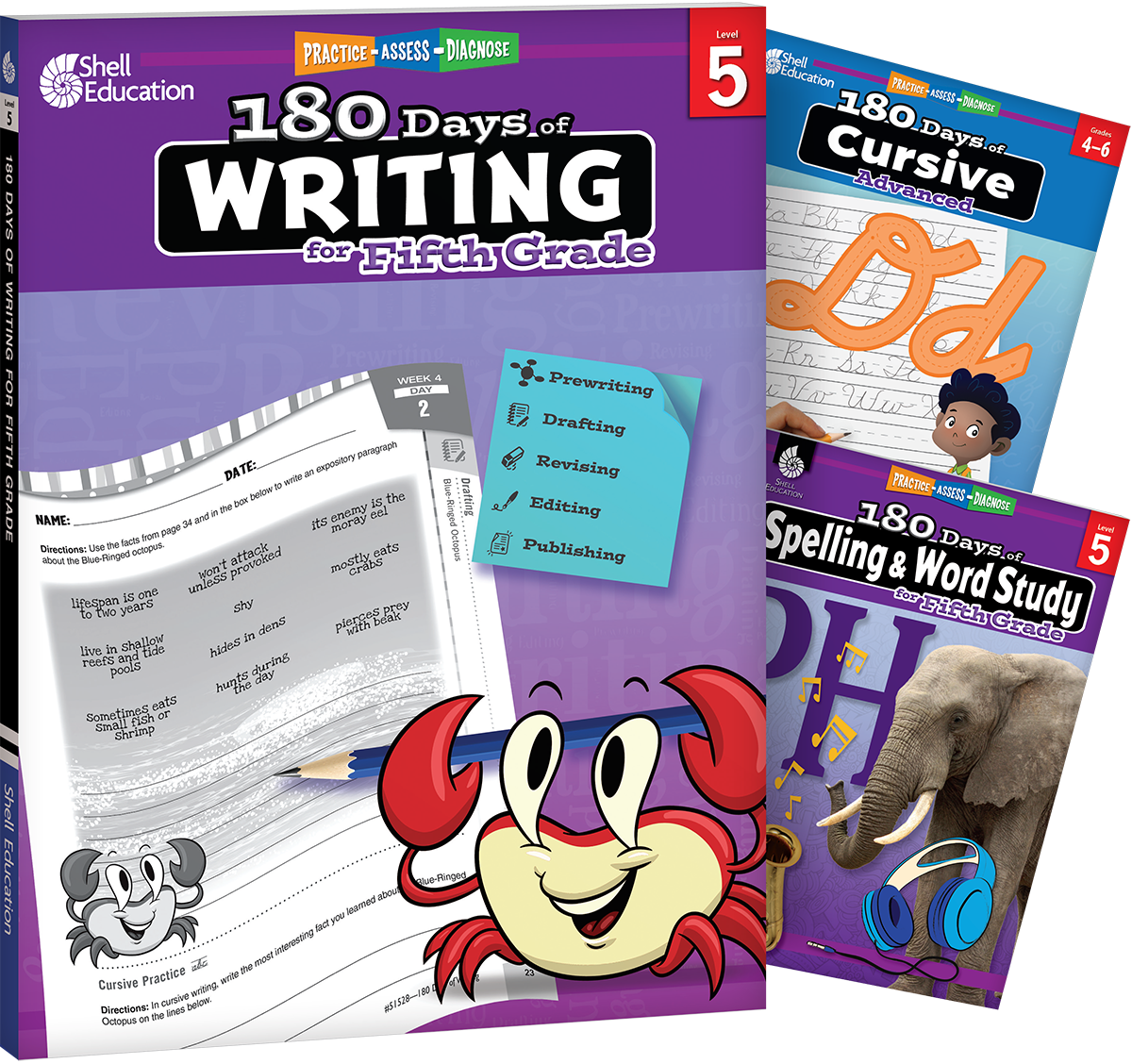 180 Days™: Writing, Spelling, & Cursive Grade 5: 3-Book Set