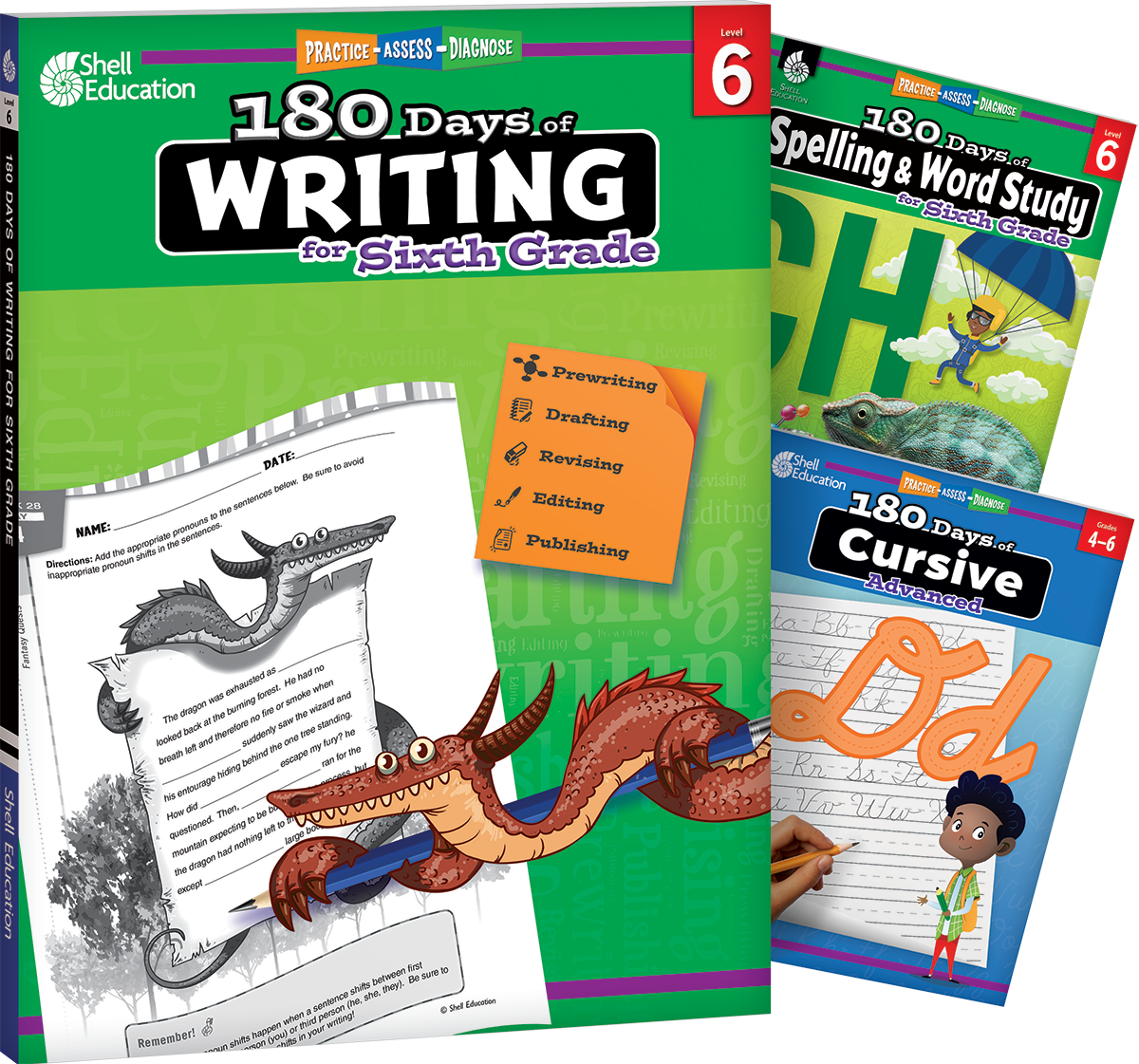 180 Days™: Writing, Spelling, & Cursive Grade 6: 3-Book Set