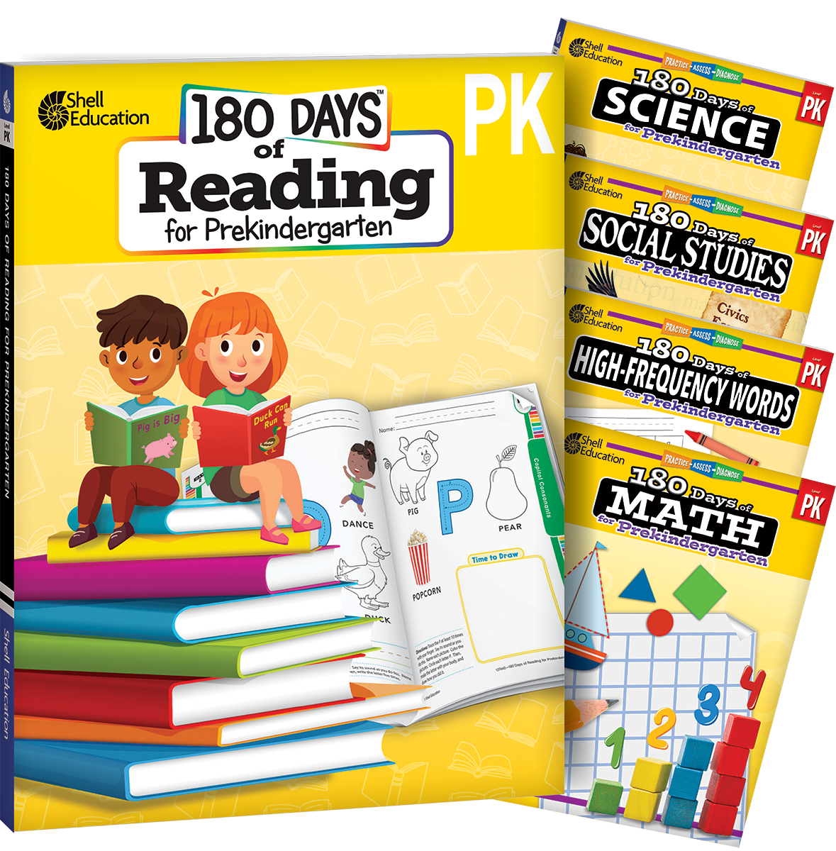 180 Days™: Reading, Math, High-Frequency Words Social Studies, and Science for Pre K 5- Book Set