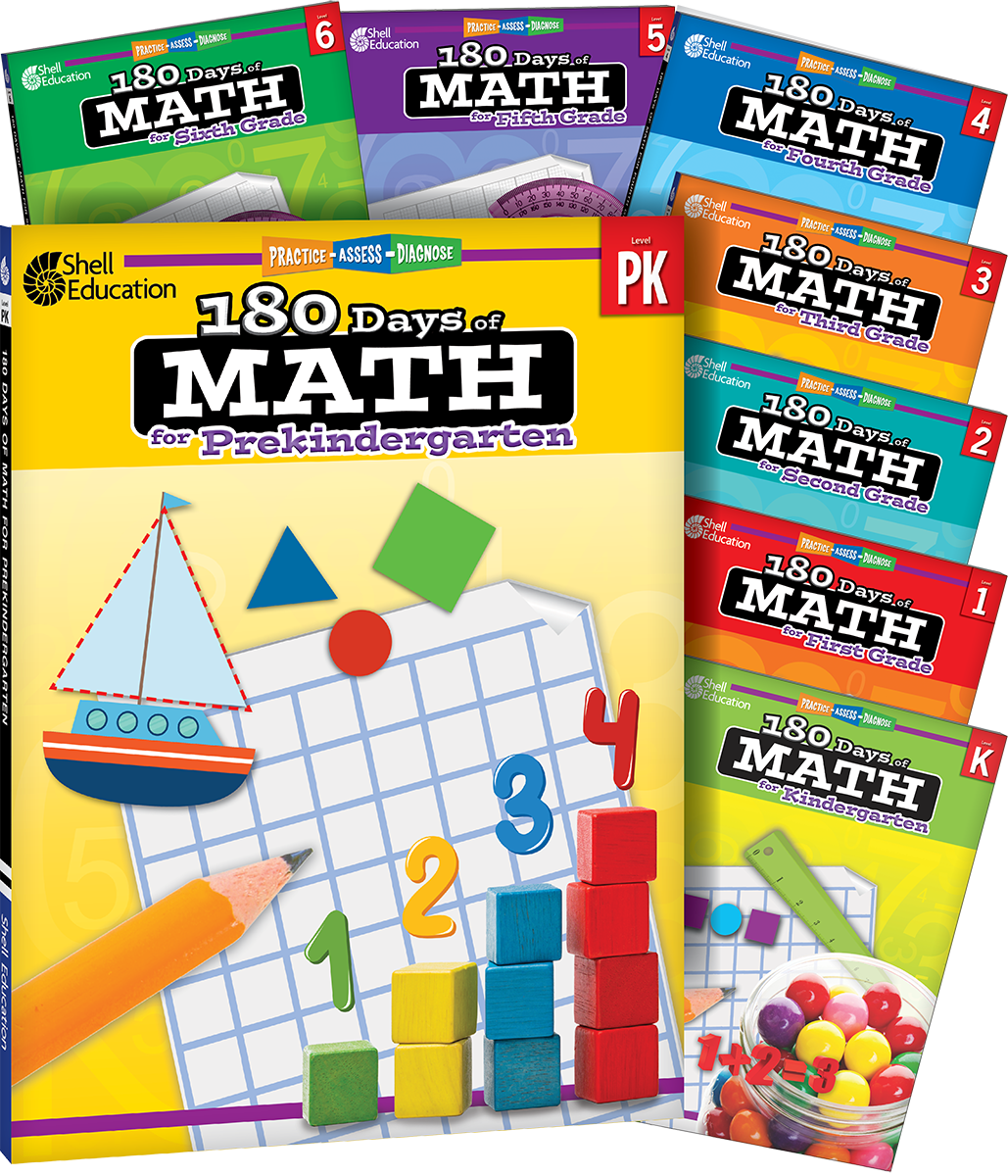 180 Days™: Math PK-6: 8-Book Set