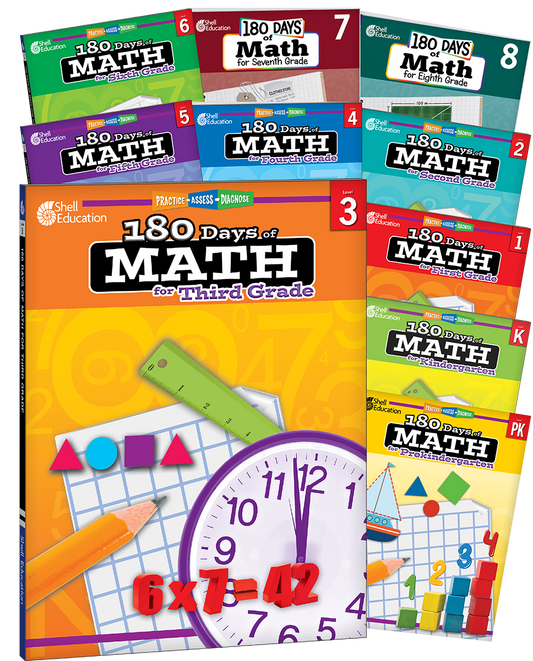 180 Days™: Math PK-8:  10-Book Set