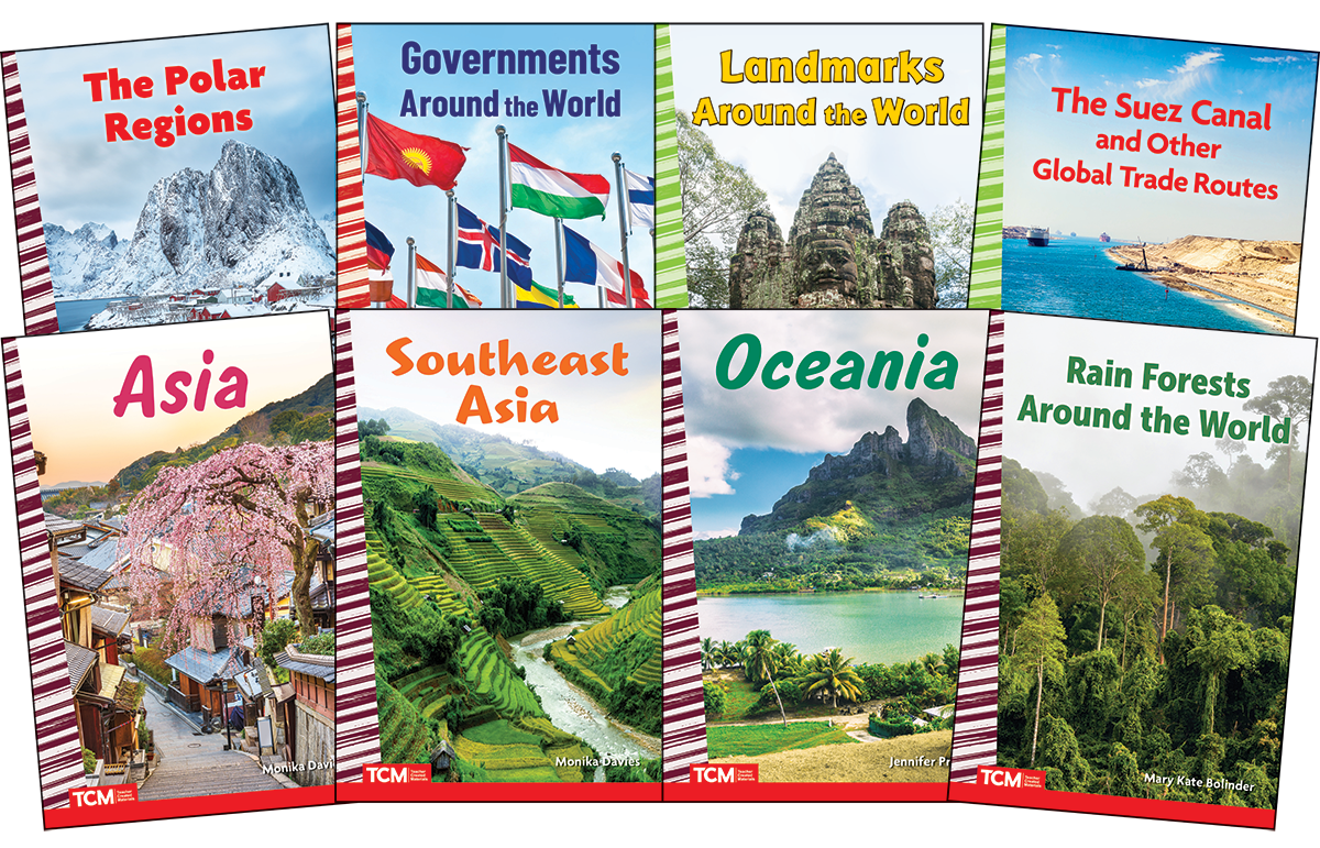 Explore The World: Asia, Oceania, Polar Regions, Landmarks, and Governance: Social Studies Readers 8-Book Set