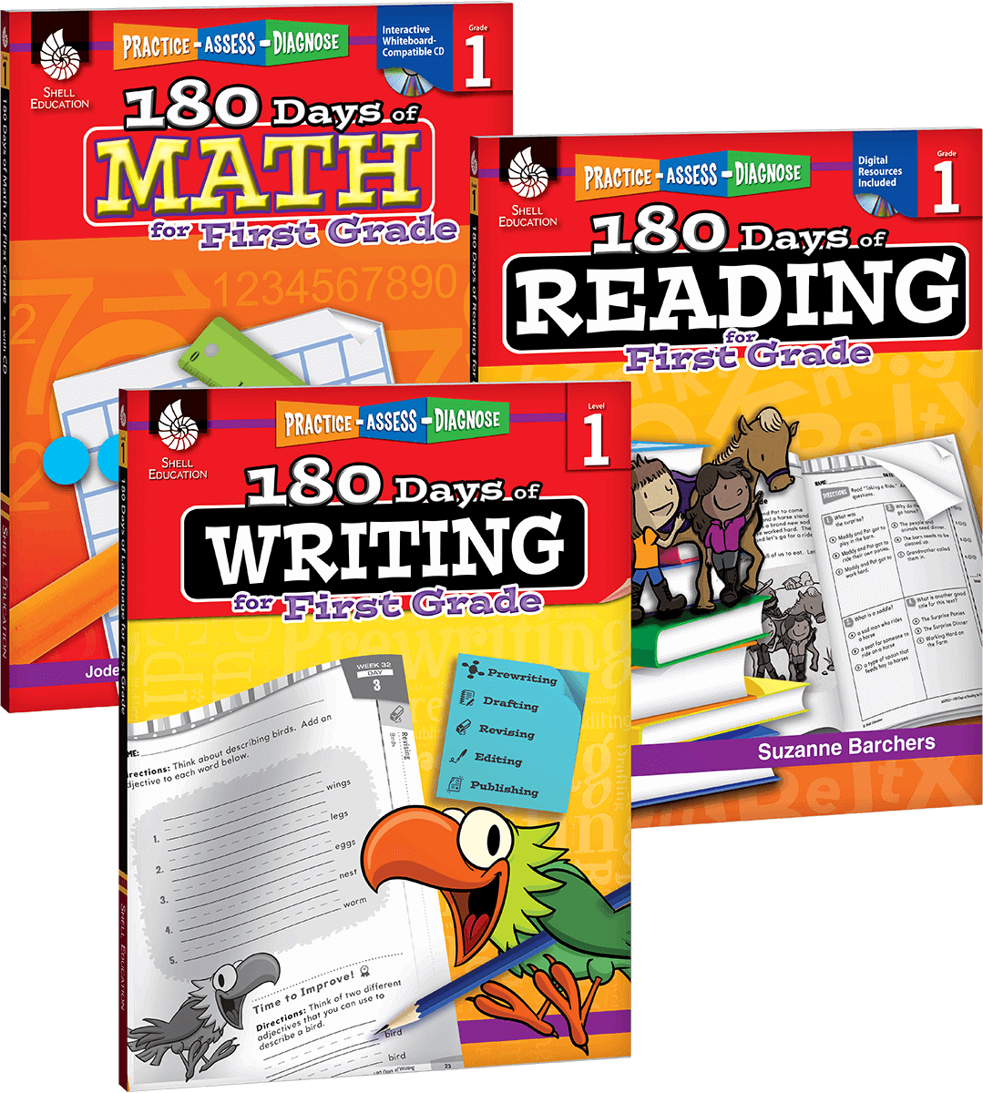 180 Days™: Reading, Writing and Math for Grade 1: 3-Book Set