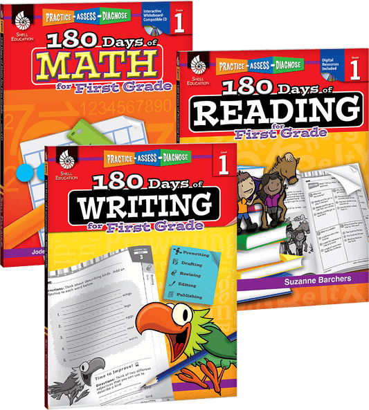 180 Days™: Reading, Writing and Math for Grade 1: 3-Book Set