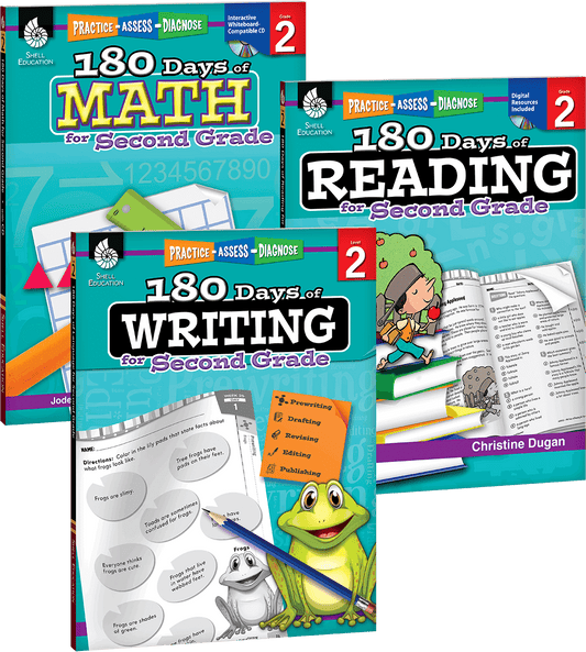 180 Days™: Reading, Writing and Math for Grade 2: 3-Book Set