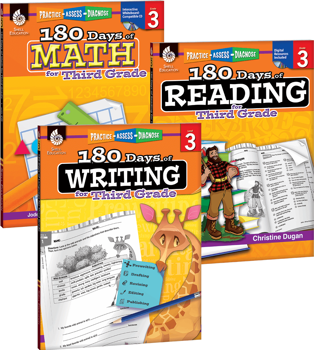 180 Days™: Reading, Writing and Math for Grade 3: 3-Book Set