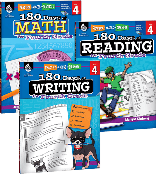 180 Days™: Reading, Writing and Math for Grade 4: 3-Book Set