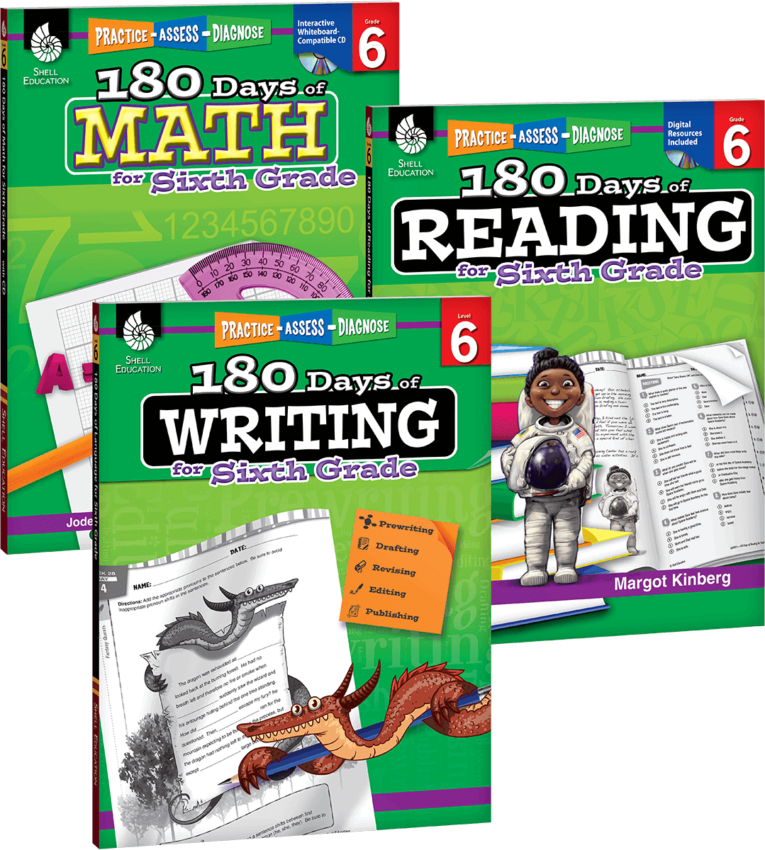 180 Days™: Reading, Writing and Math for Grade 6: 3-Book Set