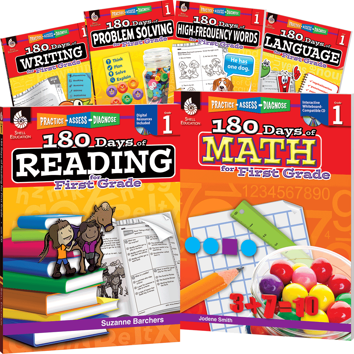 180 Days™: Reading, High-Frequency Words, Math, Problem Solving, Writing, & Language for Grade 1: 6-Book Set
