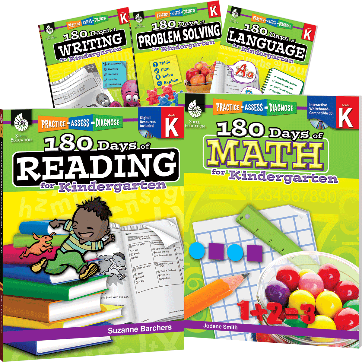 180 Days™: Reading, High-Frequency Words, Math, Problem Solving, Writing, & Language for Grade K: 6-Book Set