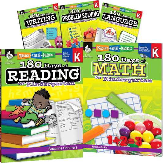 180 Days®: Reading, High-Frequency Words, Math, Problem Solving, Writing, & Language for Grade K: 6-Book Set