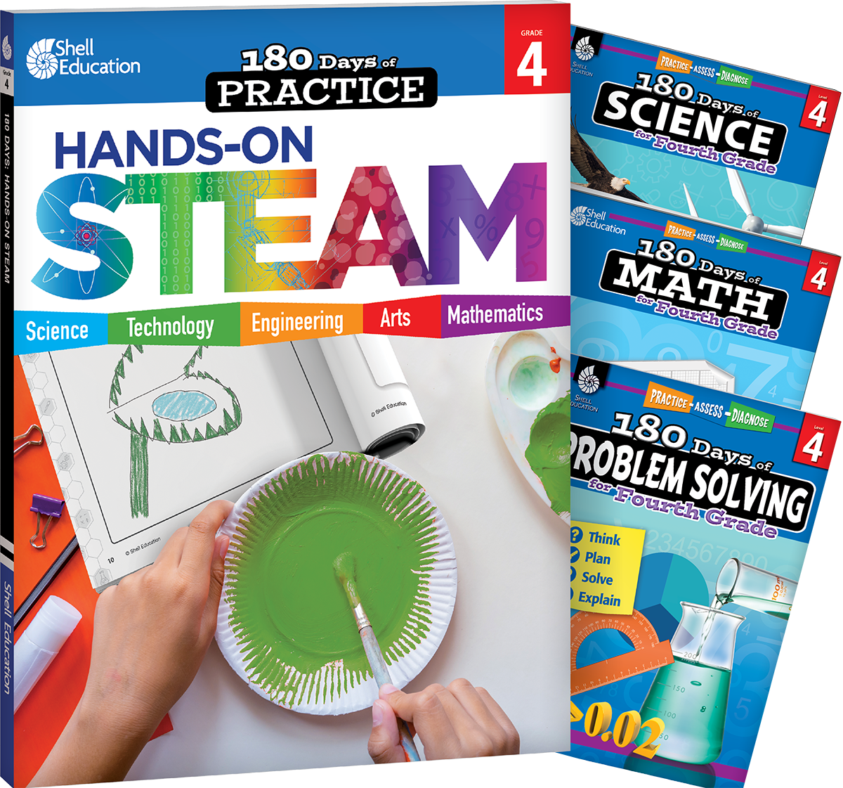 180 Days™: STEAM, Science, Math, & Problem Solving Grade 4: 4-Book Set